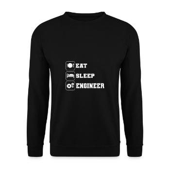 Sleep engineer eat. Relaxation person gift - Unisex Sweatshirt - black - Front - Alina (178cm) & Michal (187cm)