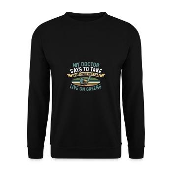 Lebe auf grünen. Humorvolle Person Geschenk - Unisex Pullover - Schwarz - Vorne - Alina (178cm) & Michal (187cm)