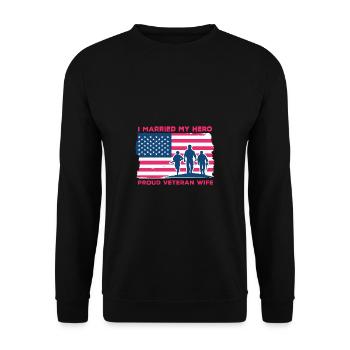 I married my hero proud veteran wife - Unisex Sweatshirt - black - Front - Alina (178cm) & Michal (187cm)
