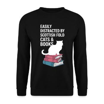 Katze Scottish Fold Geschenk - Unisex Pullover - Schwarz - Vorne - Alina (178cm) & Michal (187cm)