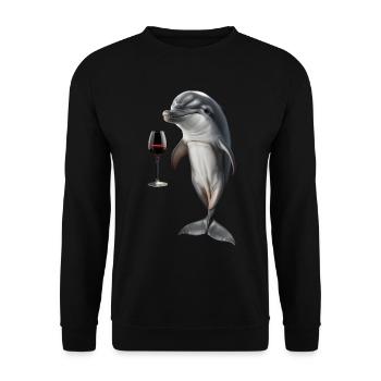 Delfin Wein - Unisex Pullover - Schwarz - Vorne - Alina (178cm) & Michal (187cm)
