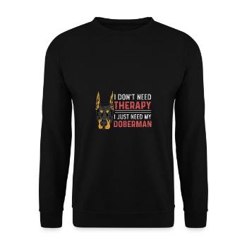 Besoin de mon doberman. Poison pour personne déprimée - Sweat-shirt Unisexe - noir - Devant - Alina (178cm) & Michal (187cm)