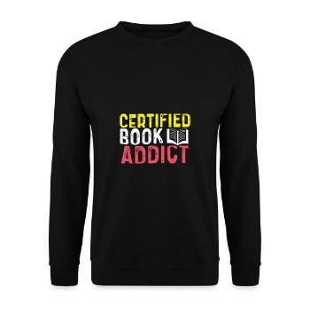 Certified book addict book lover Geschen - Unisex Sweatshirt - black - Front - Alina (178cm) & Michal (187cm)