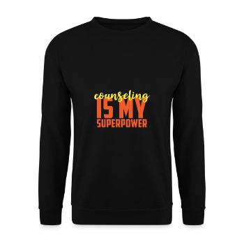 Beratung meiner Supermacht Therapeut Gift - Unisex Pullover - Schwarz - Vorne - Alina (178cm) & Michal (187cm)