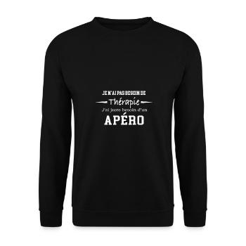 J'n'ai pas besoin de thérapie juste besoin d'apéro - Sweat-shirt Unisexe - noir - Devant - Alina (178cm) & Michal (187cm)