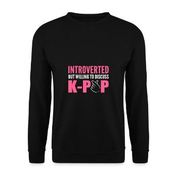 Prêt à discuter du cadeau introverti - Sweat-shirt Unisexe - noir - Devant - Alina (178cm) & Michal (187cm)