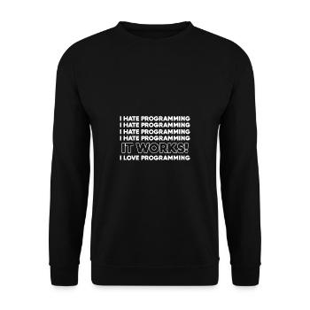 Ich hasse Programmierung Programmierer Geschenk - Unisex Pullover - Schwarz - Vorne - Alina (178cm) & Michal (187cm)