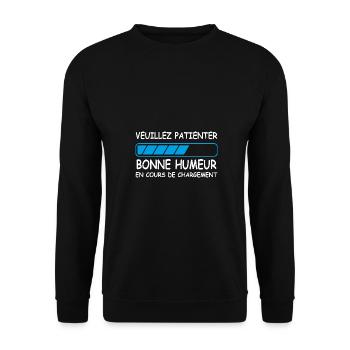 Bonne humeur en chargement - Sweat-shirt Unisexe - noir - Devant - Alina (178cm) & Michal (187cm)
