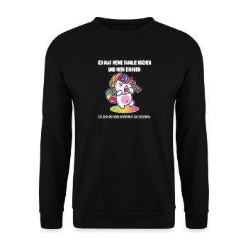 Sei kein Psycho Einhorn Shirt - Unisex Pullover - Schwarz - Vorne - Alina (178cm) & Michal (187cm)