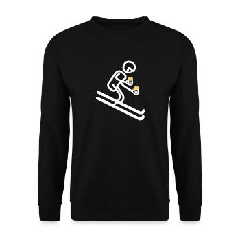 Apre Ski Tshirt Damen und Herren lustig Geschenk - Unisex Pullover - Schwarz - Vorne - Alina (178cm) & Michal (187cm)