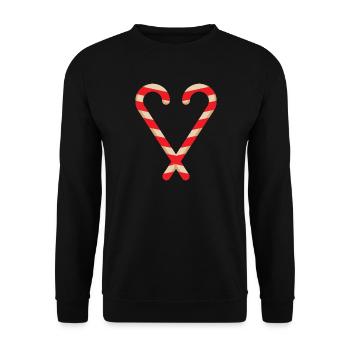 Candy canes heart for Christmas - Unisex Sweatshirt - black - Front - Alina (178cm) & Michal (187cm)