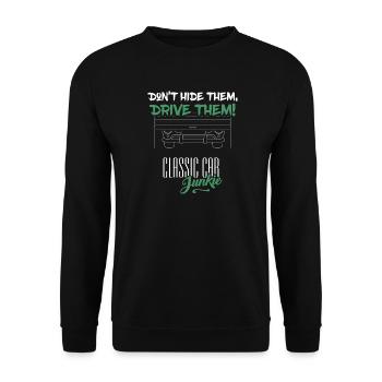 Classic Car Junkie - Barn Find Garage Conduisez-les - Sweat-shirt Unisexe - noir - Devant - Alina (178cm) & Michal (187cm)
