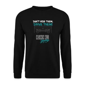 Classic Car Junkie - Barn Find Garage Conduisez-les - Sweat-shirt Unisexe - noir - Devant - Alina (178cm) & Michal (187cm)
