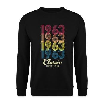 1963 Anniversaire né en 1963 Retro Vintage - Sweat-shirt Unisexe - noir - Devant - Alina (178cm) & Michal (187cm)