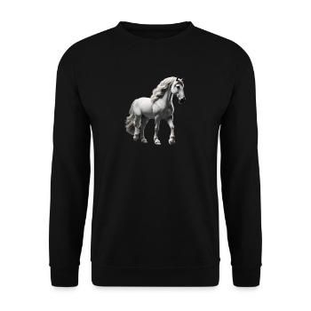 Pferd Schimmel Weiß - Unisex Pullover - Schwarz - Vorne - Alina (178cm) & Michal (187cm)