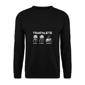 Panda Triathlète Food Play Sommeil - Sweat-shirt Unisexe - noir - Devant - Alina (178cm) & Michal (187cm)
