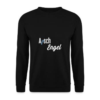 Arsch Engel. Motivation Spruch | Erfolg Sprüche - Unisex Pullover - Schwarz - Vorne - Alina (178cm) & Michal (187cm)