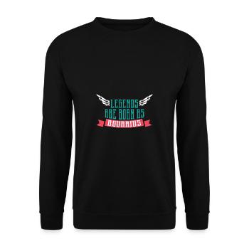 Legends are Aquarius Optimistic Person Gesc - Unisex Sweatshirt - black - Front - Alina (178cm) & Michal (187cm)