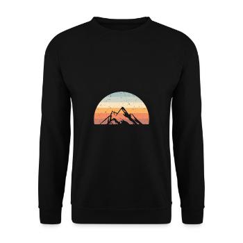 Mountains Hiking Mountains Retro Vintage - Unisex Sweatshirt - black - Front - Alina (178cm) & Michal (187cm)