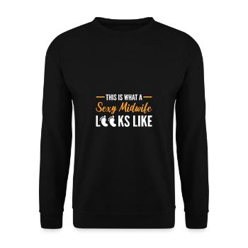 Eine sexy Hebamme Modische Person Geschenk - Unisex Pullover - Schwarz - Vorne - Alina (178cm) & Michal (187cm)