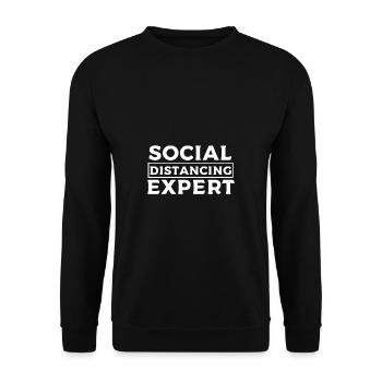 Social Distancing Expert Soziale Entfernung Expert - Unisex Pullover - Schwarz - Vorne - Alina (178cm) & Michal (187cm)