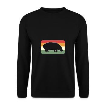 Hippo Retro Animal Keeper Gift - Unisex Sweatshirt - black - Front - Alina (178cm) & Michal (187cm)
