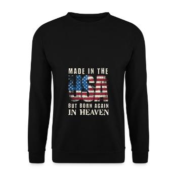 Made in USA but Born in Heaven - Unisex Sweatshirt - black - Front - Alina (178cm) & Michal (187cm)
