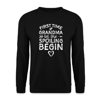 First Time Grandma Let The Spoiling Begin - Grandma - Unisex Sweatshirt - black - Front - Alina (178cm) & Michal (187cm)