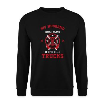 My Husband Still Plays With Fire... - Unisex Pullover - Schwarz - Vorne - Alina (178cm) & Michal (187cm)
