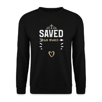 Sauvé par la grâce - Jésus - Sweat-shirt Unisexe - noir - Devant - Alina (178cm) & Michal (187cm)