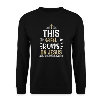 This Girl Runs On Jesus And Chee... - Unisex Pullover - Schwarz - Vorne - Alina (178cm) & Michal (187cm)