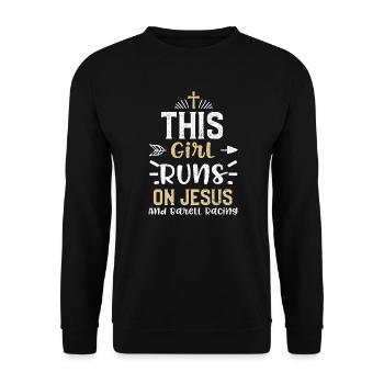This Girl Runs On Jesus And Bare... - Unisex Sweatshirt - black - Front - Alina (178cm) & Michal (187cm)