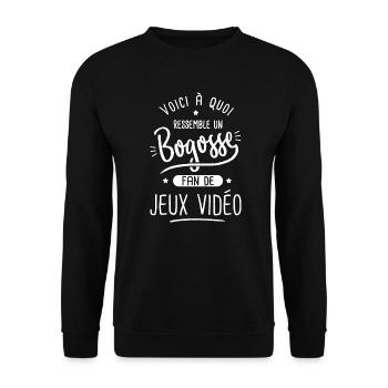 Jeux vidéo Bogosse fan de jeux video - Sweat-shirt Unisexe - noir - Devant - Alina (178cm) & Michal (187cm)