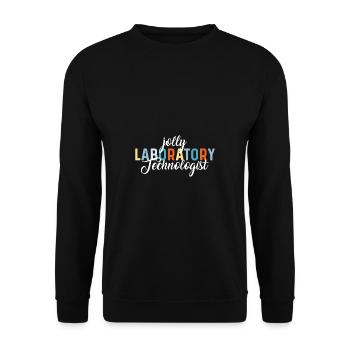 Jolly Labortechniker. Fröhlicher Labortechniker Ge - Unisex Pullover - Schwarz - Vorne - Alina (178cm) & Michal (187cm)