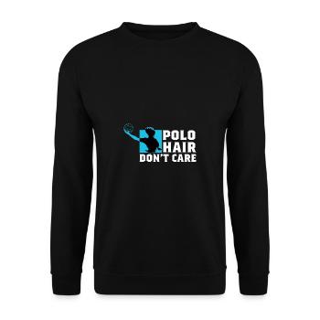 Polo Haar Schwimmer Geschenk - Unisex Pullover - Schwarz - Vorne - Alina (178cm) & Michal (187cm)