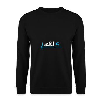 Weitsprung Evolution Leichtathletik - Unisex Pullover - Schwarz - Vorne - Alina (178cm) & Michal (187cm)