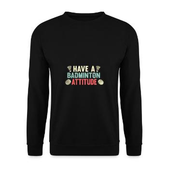 Badminton Haltung Sporttrainer Geschenk - Unisex Pullover - Schwarz - Vorne - Alina (178cm) & Michal (187cm)