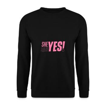 She said yes engagement engaged fiance fiancé - Unisex Sweatshirt - black - Front - Alina (178cm) & Michal (187cm)