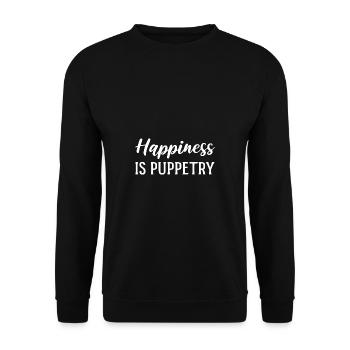 Glück ist Puppetry Entertainer Geschenk - Unisex Pullover - Schwarz - Vorne - Alina (178cm) & Michal (187cm)