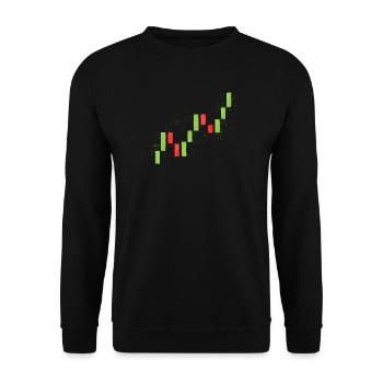 Trading Candlesticks - Unisex Pullover - Schwarz - Vorne - Alina (178cm) & Michal (187cm)