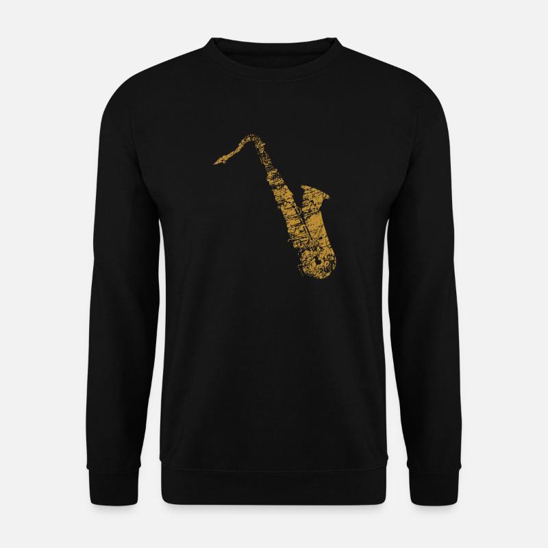 Saxofon Saxophone golden distressed - Unisex Pullover - Schwarz