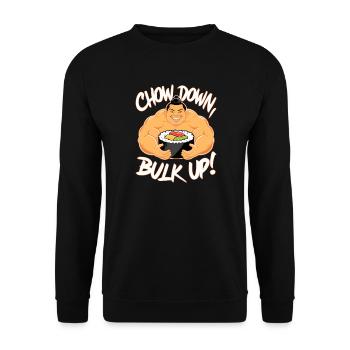 Sumo Wrestler Eating Sushi - Unisex Sweatshirt - black - Front - Alina (178cm) & Michal (187cm)