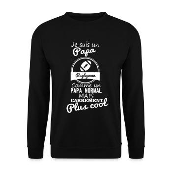 Papa rugbyman - Sweat-shirt Unisexe - noir - Devant - Alina (178cm) & Michal (187cm)