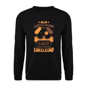 Oma Opa Großeltern Enkelhund Spruch Humor Hunde - Unisex Pullover - Schwarz - Vorne - Alina (178cm) & Michal (187cm)