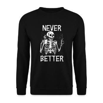 Halloween Skeleton Coffee Burnout Never Better - Unisex Sweatshirt - black - Front - Alina (178cm) & Michal (187cm)