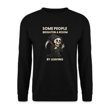 People brighten a room by leaving - Fun Sarcasm - Unisex Sweatshirt - black - Front - Alina (178cm) & Michal (187cm)