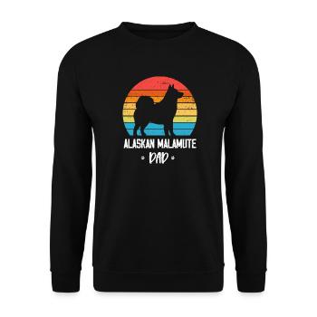 Alaskan Malamute Hund - Unisex Pullover - Schwarz - Vorne - Alina (178cm) & Michal (187cm)