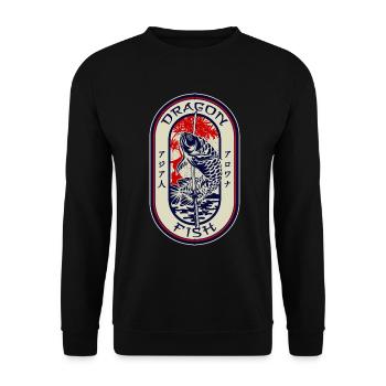 Arowana Japonais Dragon Poisson Monstre Gardien de Poisson - Sweat-shirt Unisexe - noir - Devant - Alina (178cm) & Michal (187cm)