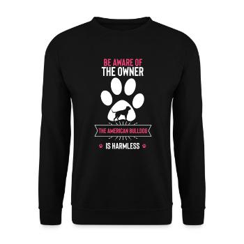 American Bulldog Amerikanische Bulldogge - Unisex Pullover - Schwarz - Vorne - Alina (178cm) & Michal (187cm)