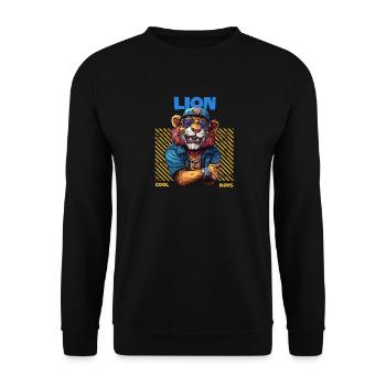 Animaux cool - Garçon lion cool - Sweat-shirt Unisexe - noir - Devant - Alina (178cm) & Michal (187cm)